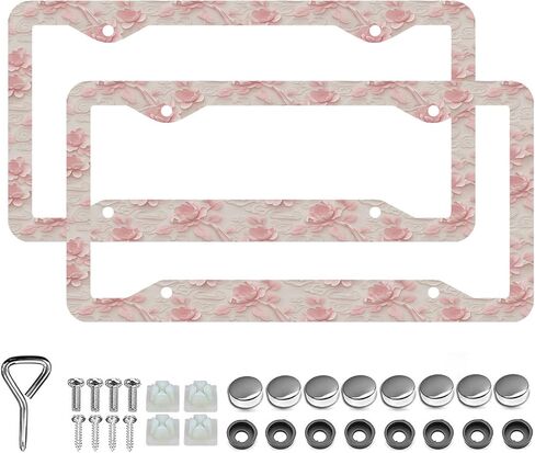 Ladybug License Plate Frames Stainless Steel 2pcs 4 Holes Plate Frame Holder Rust-Proof Auto Parts Decoration with Screws License Plate Holder for Men Women in Saudi Arabia