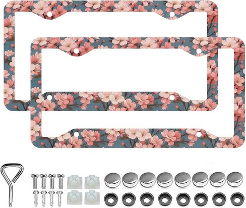 Ladybug License Plate Frames Stainless Steel 2pcs 4 Holes Plate Frame Holder Rust-Proof Auto Parts Decoration with Screws License Plate Holder for Men Women in Saudi Arabia