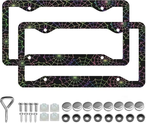 Ladybug License Plate Frames Stainless Steel 2pcs 4 Holes Plate Frame Holder Rust-Proof Auto Parts Decoration with Screws License Plate Holder for Men Women in Saudi Arabia