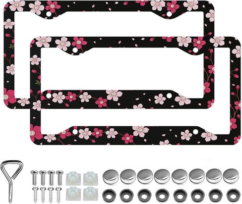 Ladybug License Plate Frames Stainless Steel 2pcs 4 Holes Plate Frame Holder Rust-Proof Auto Parts Decoration with Screws License Plate Holder for Men Women in Saudi Arabia