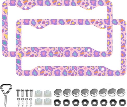 Ladybug License Plate Frames Stainless Steel 2pcs 4 Holes Plate Frame Holder Rust-Proof Auto Parts Decoration with Screws License Plate Holder for Men Women in Saudi Arabia