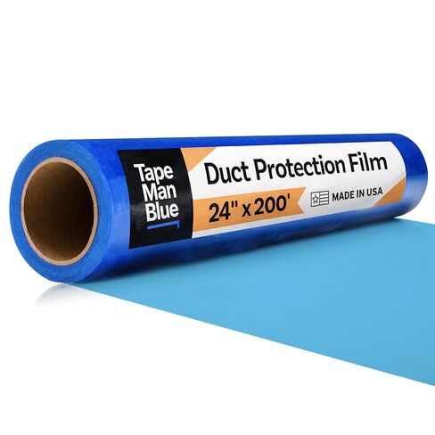 Duct Protection Film, 24 inch x 200 feet, Made in USA, Temporary Protective Film for HVAC Ductwork, Blue Self Adhesive Duct Protector Film with Clean Removal (Blue, 24 inch x 200 feet) in Kuwait