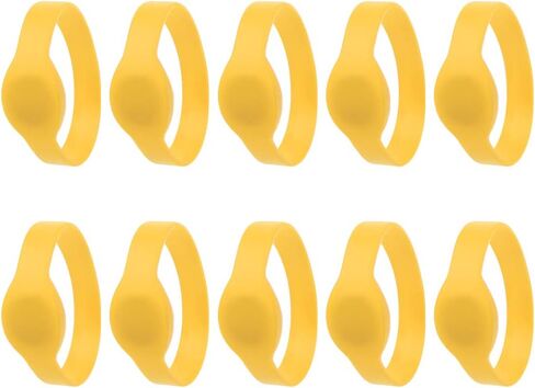 Wristband IC Card, 10pcs RFID Silicone Bracelet Card, Waterproof RFID IC Card for Access Control System(Yellow) in Kuwait