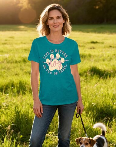 Dog Shirts for Women Dogs Mom Shirt Pet Paw Lover Tees Life is Better with a Dog Short Sleeves in Saudi Arabia