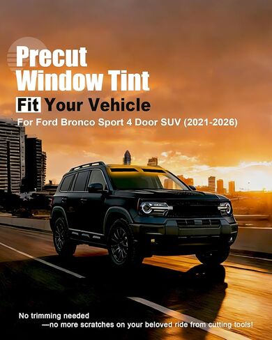 AUTOTEK Precut Windshield Sun Strip Tint for Ford Bronco 2021-2026, SUV DIY Window Tint Film for Front Windshield, Anti-Glare UV Block Sunshade Protector for Long Drives, Easy to Install in Saudi Arabia
