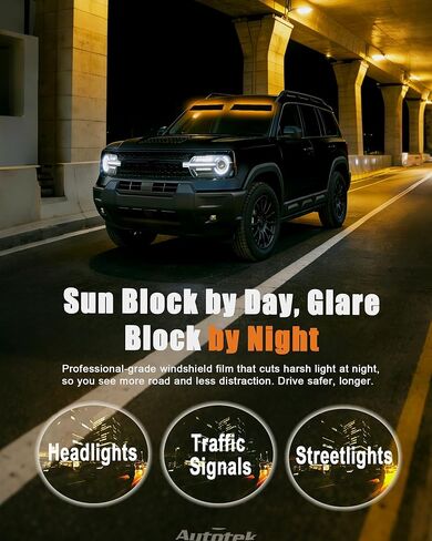 AUTOTEK Precut Windshield Sun Strip Tint for Ford Bronco 2021-2026, SUV DIY Window Tint Film for Front Windshield, Anti-Glare UV Block Sunshade Protector for Long Drives, Easy to Install in Saudi Arabia
