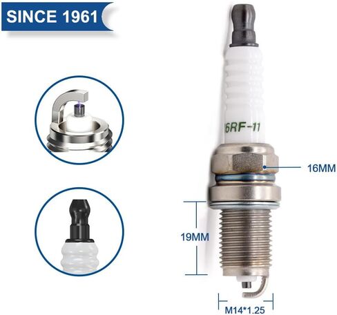 TORCH 4 قطع شمعة إشعال K6RF-11، قلب نحاسي، M14*1.25 مم، يستبدل NGK BKR6E-11، Bosch FR8DCX+، Champion OE039، Denso K20PR-U11، سيارة، دراجة نارية، جرار، جزازة العشب in Saudi Arabia