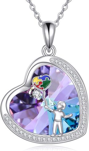 YFN Autism Awareness Necklace Sterling Silver Autism Puzzle Piece Pendant Necklace ASD Autism Jewelry For Women Inspirational Autism Awareness Gifts in Saudi Arabia