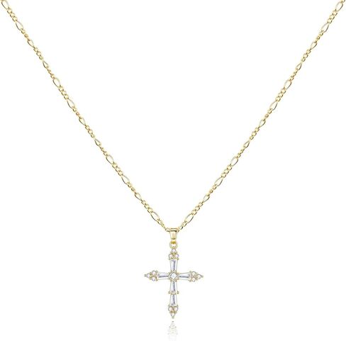 Dainty Cross Necklace for Women 14K Gold Plated, Adjustable Religious Faith Jewelry Gift for Women, Christian Catholic Baptism First Communion Gifts, Non-Tarnish Waterproof Fine Jewelry in Saudi Arabia