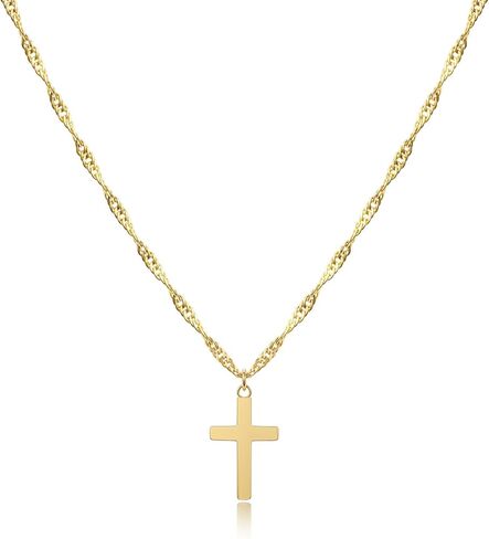 Dainty Cross Necklace for Women 14K Gold Plated, Adjustable Religious Faith Jewelry Gift for Women, Christian Catholic Baptism First Communion Gifts, Non-Tarnish Waterproof Fine Jewelry in Saudi Arabia