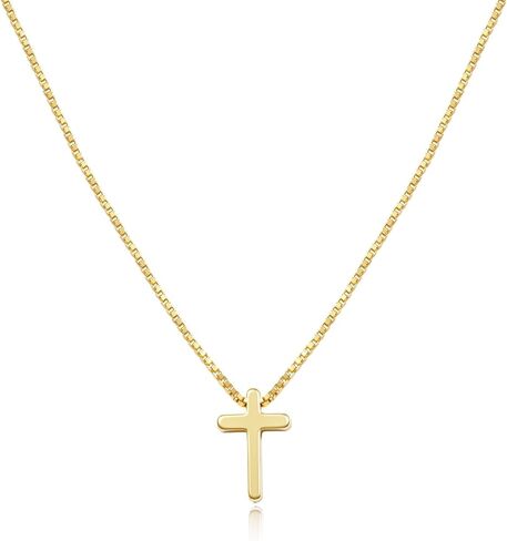 Dainty Cross Necklace for Women 14K Gold Plated, Adjustable Religious Faith Jewelry Gift for Women, Christian Catholic Baptism First Communion Gifts, Non-Tarnish Waterproof Fine Jewelry in Saudi Arabia