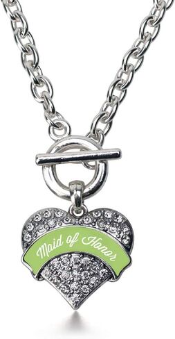 Inspired Silver - Silver Pave Heart Charm 18 Inch Necklace with Cubic Zirconia Jewelry in Saudi Arabia