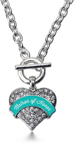 Inspired Silver - Silver Pave Heart Charm 18 Inch Necklace with Cubic Zirconia Jewelry in Saudi Arabia
