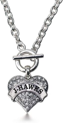 Inspired Silver - Silver Pave Heart Charm 18 Inch Necklace with Cubic Zirconia Jewelry in Saudi Arabia