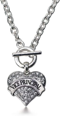 Inspired Silver - Silver Pave Heart Charm 18 Inch Necklace with Cubic Zirconia Jewelry in Saudi Arabia
