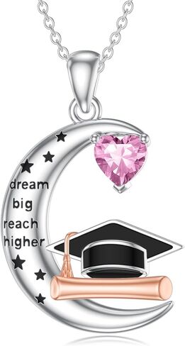 Graduation Gifts for Her Class of 2025 Graduation Necklace 925 Sterling Silver Birthstone Bachelor Cap Pendant High School College Graduation Jewelry for Women Men in Saudi Arabia