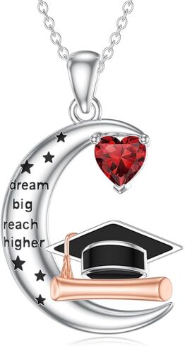 Graduation Gifts for Her Class of 2025 Graduation Necklace 925 Sterling Silver Birthstone Bachelor Cap Pendant High School College Graduation Jewelry for Women Men in Saudi Arabia