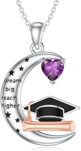 Graduation Gifts for Her Class of 2025 Graduation Necklace 925 Sterling Silver Birthstone Bachelor Cap Pendant High School College Graduation Jewelry for Women Men in Saudi Arabia