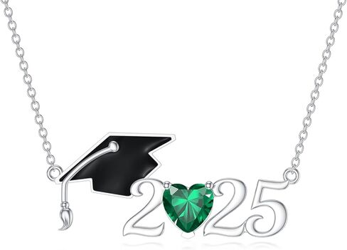 Graduation Gifts for Her Class of 2025 Graduation Necklace 925 Sterling Silver Birthstone Bachelor Cap Pendant High School College Graduation Jewelry for Women Men in Saudi Arabia
