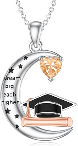 Graduation Gifts for Her Class of 2025 Graduation Necklace 925 Sterling Silver Birthstone Bachelor Cap Pendant High School College Graduation Jewelry for Women Men in Saudi Arabia