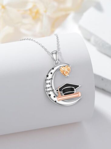 Graduation Gifts for Her Class of 2025 Graduation Necklace 925 Sterling Silver Birthstone Bachelor Cap Pendant High School College Graduation Jewelry for Women Men in Saudi Arabia