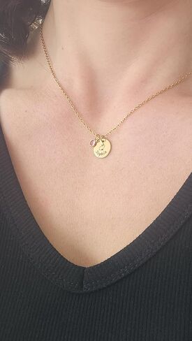 قلادة DistinctlyIvy Bunny - اسم شخصي، لون كريستالي - قرص 12 مم محفور بالليزر - مجوهرات هدايا سلة عيد الفصح على شكل أرنب للحيوانات الأليفة - DGR in Kuwait