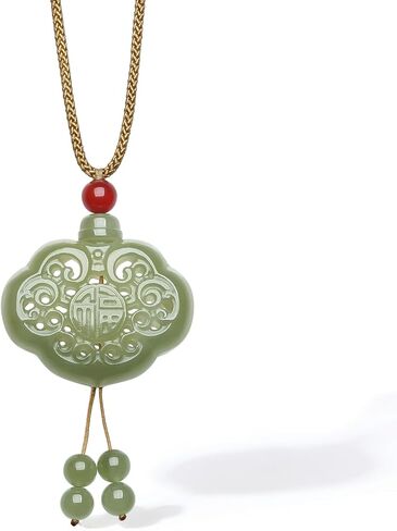 Jade Pendant Necklace Blessings Green Jade Pendants with Agate Bead Jewelry for Women Mom Lover Birthday Anniversary 25.6-29.5" Y0413845 in Kuwait