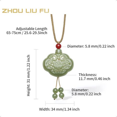 Jade Pendant Necklace Blessings Green Jade Pendants with Agate Bead Jewelry for Women Mom Lover Birthday Anniversary 25.6-29.5" Y0413845 in Kuwait