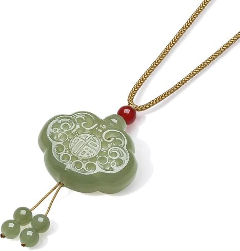 Jade Pendant Necklace Blessings Green Jade Pendants with Agate Bead Jewelry for Women Mom Lover Birthday Anniversary 25.6-29.5" Y0413845 in Kuwait