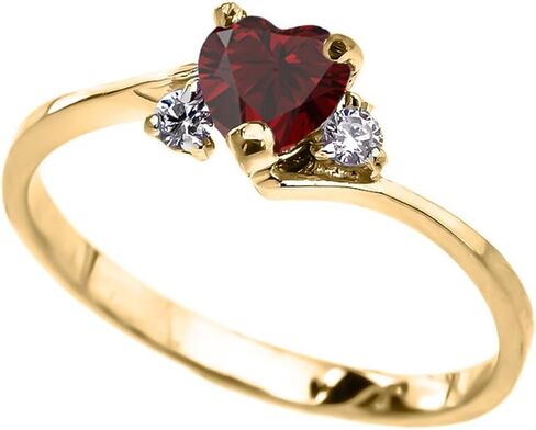 Dainty 10k Yellow Gold January Birthstone Heart with Cubic Zirconia Proposal/Promise Ring in Kuwait