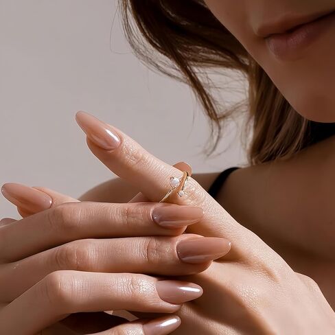 خاتم أوبال قابل للتعديل - خاتم تراص من الفضة الإسترلينية 925 مزدوج العقيق البسيط، مجوهرات أحجار كريمة أوبال أنيقة للنساء، هدية مثالية للخطوبة/عيد الميلاد/الذكرى السنوية in Kuwait