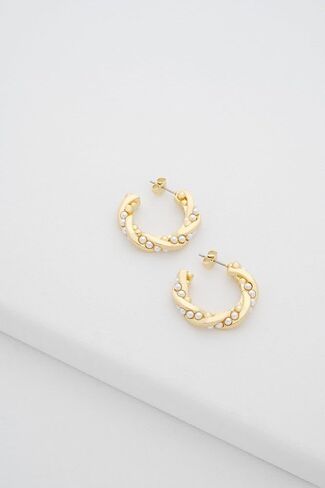 Ted Baker London Tiyaa Twisted Pearl Hoop Earrings for Women (Gold/Pearl) in Saudi Arabia