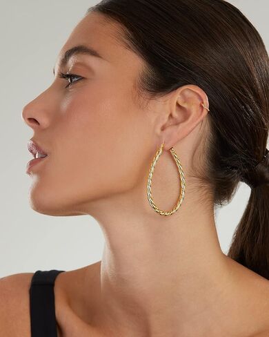 Milla Oval Twisted Hoop Earrings for Women – Hypoallergenic Silver or Gold Statement Hoops – Lightweight & Easy to Wear in Saudi Arabia
