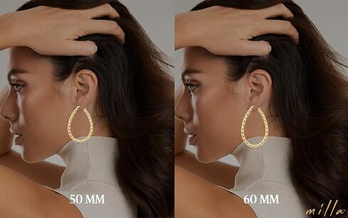 Milla Oval Twisted Hoop Earrings for Women – Hypoallergenic Silver or Gold Statement Hoops – Lightweight & Easy to Wear in Saudi Arabia