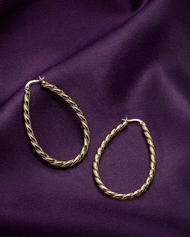 Milla Oval Twisted Hoop Earrings for Women – Hypoallergenic Silver or Gold Statement Hoops – Lightweight & Easy to Wear in Saudi Arabia