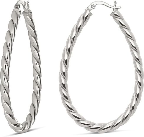 Milla Oval Twisted Hoop Earrings for Women – Hypoallergenic Silver or Gold Statement Hoops – Lightweight & Easy to Wear in Saudi Arabia