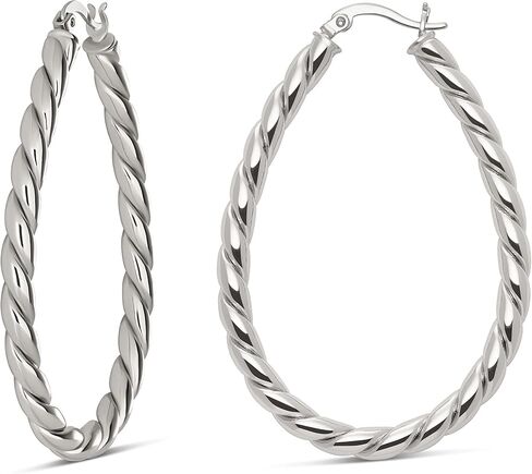 Milla Oval Twisted Hoop Earrings for Women – Hypoallergenic Silver or Gold Statement Hoops – Lightweight & Easy to Wear in Saudi Arabia