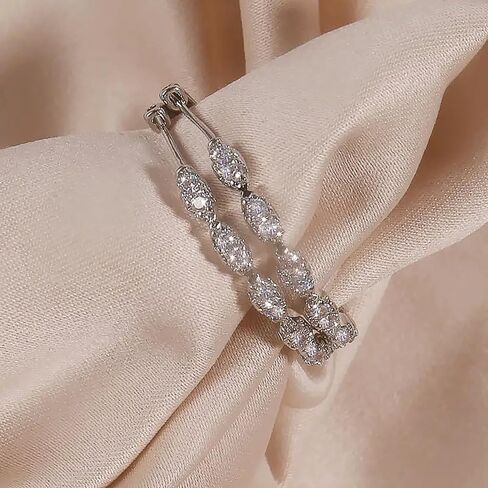 Statement Silver Color Hoop Earrings for Women Sparkling Cubic Zirconia Jewelry in Saudi Arabia