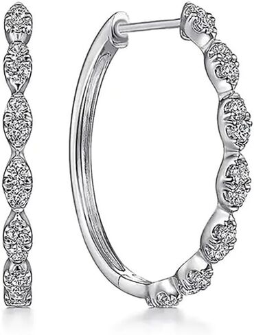 Statement Silver Color Hoop Earrings for Women Sparkling Cubic Zirconia Jewelry in Saudi Arabia