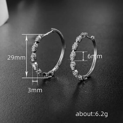 Statement Silver Color Hoop Earrings for Women Sparkling Cubic Zirconia Jewelry in Saudi Arabia