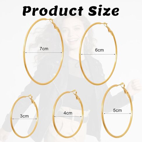 10 Pairs of Stainless Steel 14K Gold and Silver Plated Big Small Hoop Earrings Set for Women Everyday Hypoallergenic Dainty Thin Lightweight Large Dangle in Kuwait