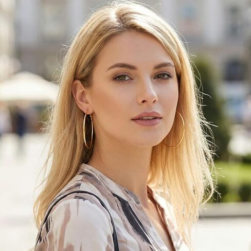 10 Pairs of Stainless Steel 14K Gold and Silver Plated Big Small Hoop Earrings Set for Women Everyday Hypoallergenic Dainty Thin Lightweight Large Dangle in Kuwait