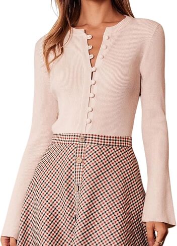 RIHOAS Women's Slim Fit Ribbed Sweater, Long Sleeve Cozy Basic Top, Business Casual Fall Winter Clothing in Saudi Arabia