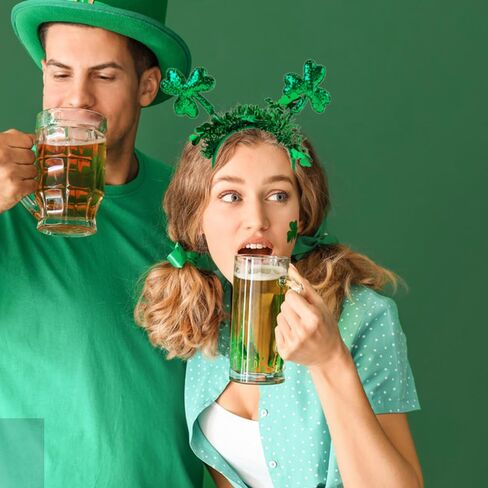 St.Patrick's Day Shamrock Headbands for Women - 1 Pack Green Glitter Hairbands for St.Patrick's Day Costume Party Hair Decoration Irish Lucky Shamrock Design Hair Hoops Heat Bopper Festival Headpiece in Saudi Arabia