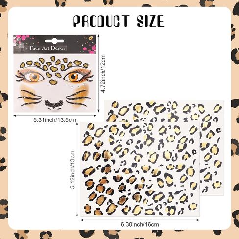 6 Pcs Leopard Costume Set Cheetahs Ears Headband Tail Bow Tie Face Stickers Tattoos Set Leopard Cat Costume Animal Ears Headband for Women Halloween Cosplay Accessories in Kuwait