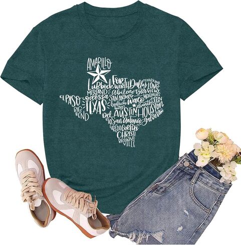 Texas Shirts for Women State Map Tshirts Texan Tshirt Texas Lover Pride Tee Tops in Saudi Arabia