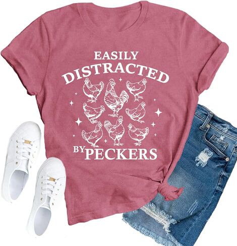 Chicken Shirt for Women Chicken Mom T-Shirt Cute Chick Short Sleeve Tee Tops in Saudi Arabia