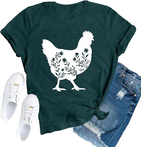 Chicken Shirt for Women Chicken Mom T-Shirt Cute Chick Short Sleeve Tee Tops in Saudi Arabia