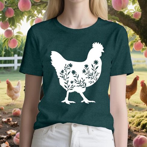 Chicken Shirt for Women Chicken Mom T-Shirt Cute Chick Short Sleeve Tee Tops in Saudi Arabia