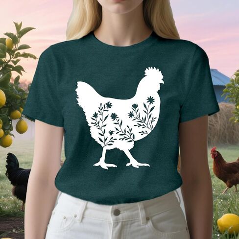 Chicken Shirt for Women Chicken Mom T-Shirt Cute Chick Short Sleeve Tee Tops in Saudi Arabia